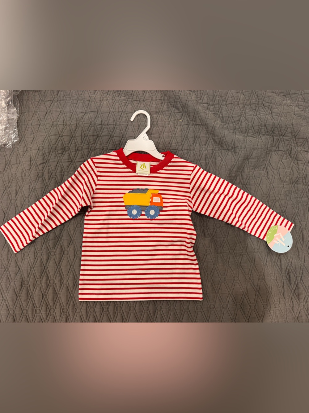 Zuccini Kids Red & White Striped Long Sleeve Tee with Truck Applique